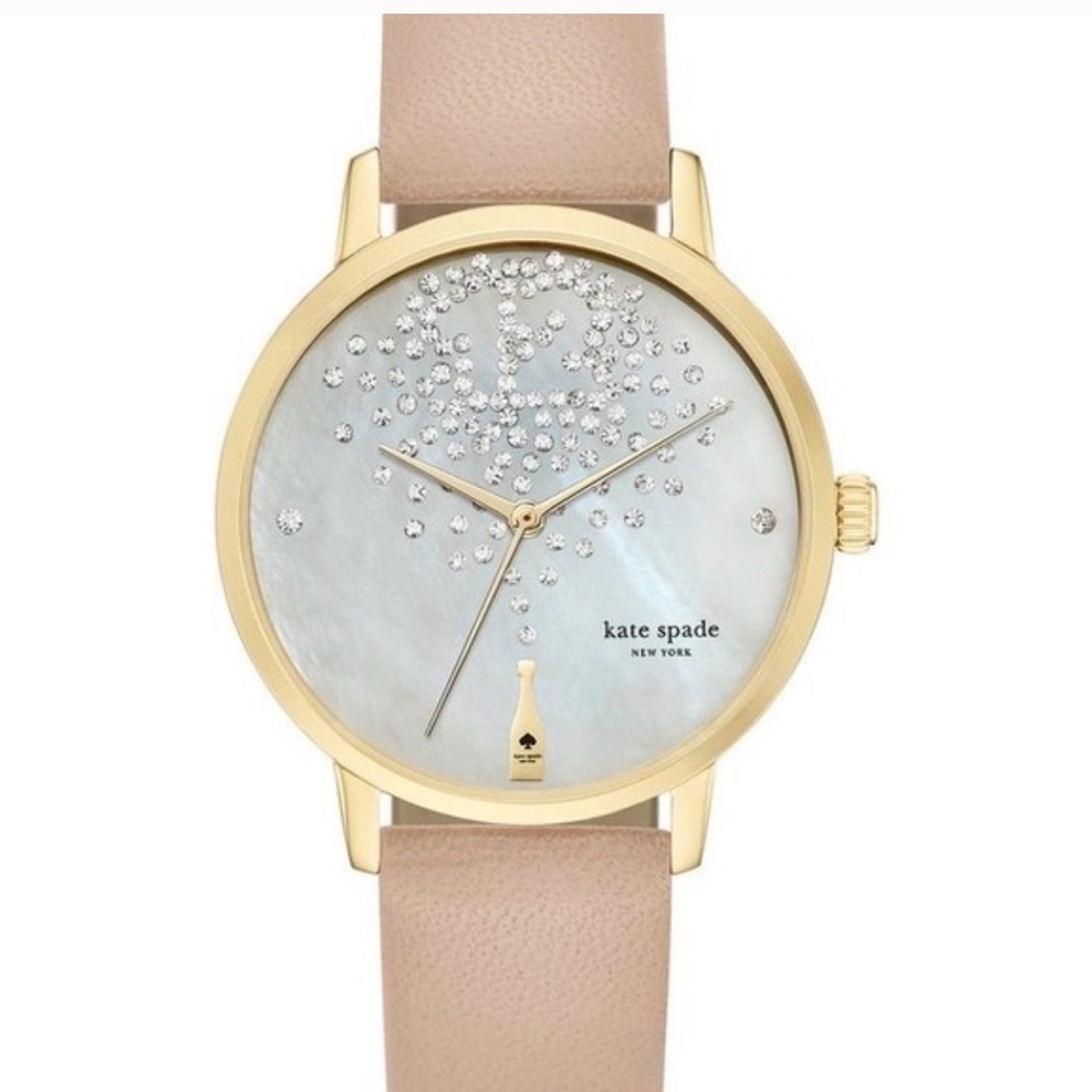 kate spade Gold-Tone Case Watch with Blush Pink Leather Strap